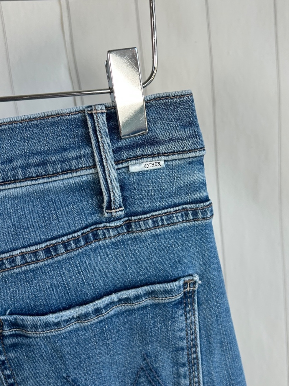 Mother Jeans size 31 Hustler Ankle Fray Healing Jar blue medium wash raw hem - Picture 6 of 16